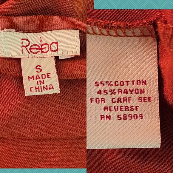 Reba Orange Cotton Blend Beaded Jewel Half Sleeve Top - Picture 5 of 5